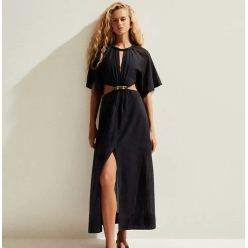 ViX Paula Hermanny Salissa Black Cutout‎ Maxi Dress XS | 34 Cotton  Date Night